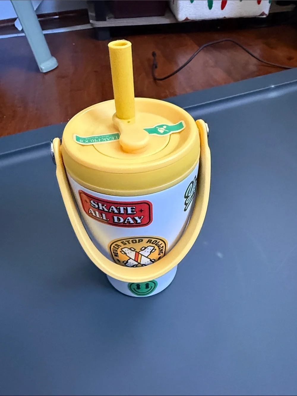 Yellow Handle Skate-Themed Insulated Party Tumbler